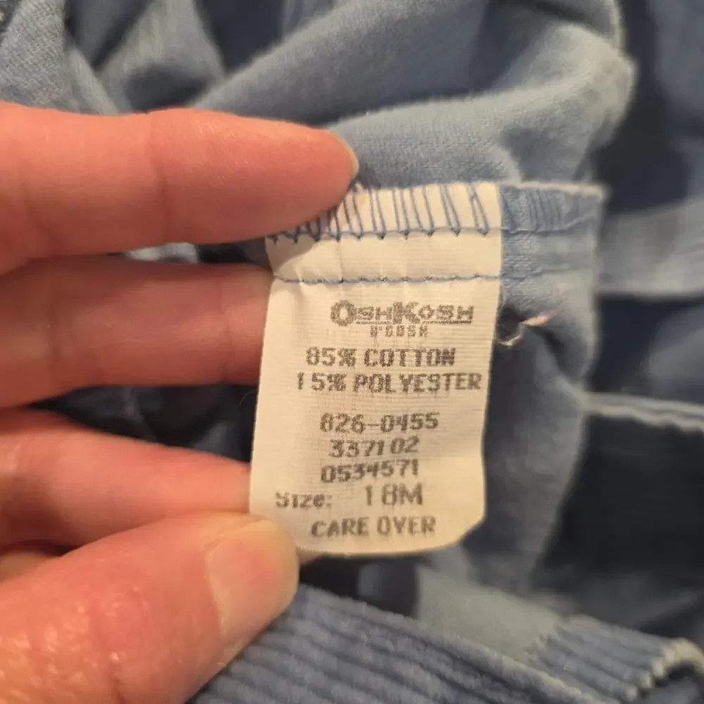 Oshkosh Vintage Vestback Blue Corduroy Overalls Size 18 months